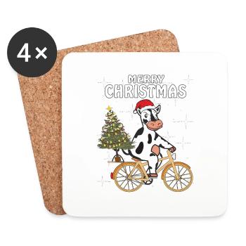 VACHE VÉLO NOËL JOYEUX NOËL - Dessous de verre (lot de 4) - blanc - Devant