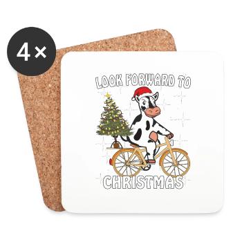 COW BIKE ATTEND NOËL AVEC IMPATIENCE - Dessous de verre (lot de 4) - blanc - Devant