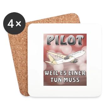 FLUGZEUG PILOT WEIL ES EINER TUN MUSS - Untersetzer (4er-Set) - Weiß - Vorne