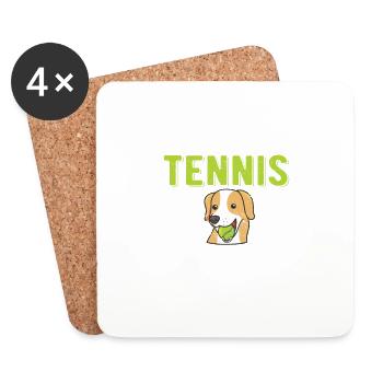 chien, amateur tennis, rigolote, sport, joueur, entraîneur - Dessous de verre (lot de 4) - blanc - Devant