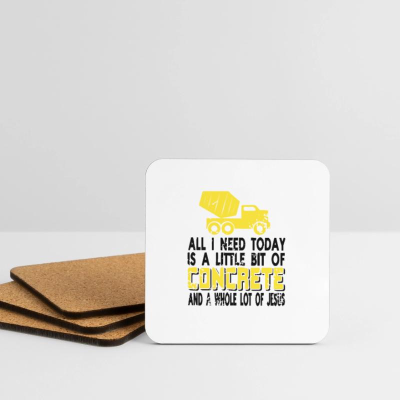 Concrete construction design for construction workers and construction site Coasters (set of 4)