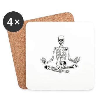 Heavily Meditated Skeleton Yogi Trendy Graphic - Untersetzer (4er-Set) - Weiß - Vorne