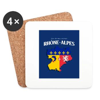 Fier de mes Racines Rhône-Alpes Bleu - Dessous de verre (lot de 4) - blanc - Devant