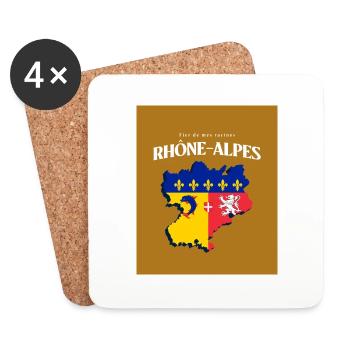 Fier de mes Racines Rhône-Alpes Or - Dessous de verre (lot de 4) - blanc - Devant