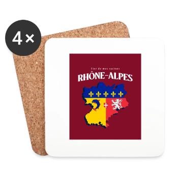 Fier de mes Racines Rhône-Alpes Rouge - Dessous de verre (lot de 4) - blanc - Devant