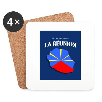 Fier de mes Racines La Réunion Bleu - Dessous de verre (lot de 4) - blanc - Devant