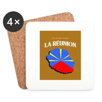 Fier de mes Racines La Réunion Or - Dessous de verre (lot de 4) - blanc - Devant
