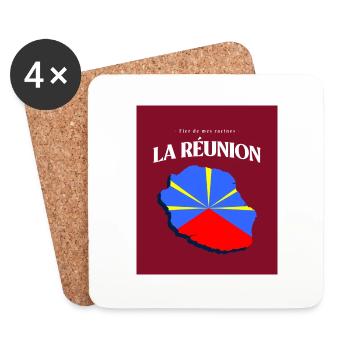 Fier de mes Racines La Réunion Rouge - Dessous de verre (lot de 4) - blanc - Devant