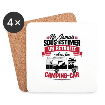 Un retraité avec son camping-car - humour cadeau - Dessous de verre (lot de 4) - blanc - Devant