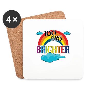 Student 100th Day Brighter Rainbow Days Of School - Coasters (set of 4) - white - Front