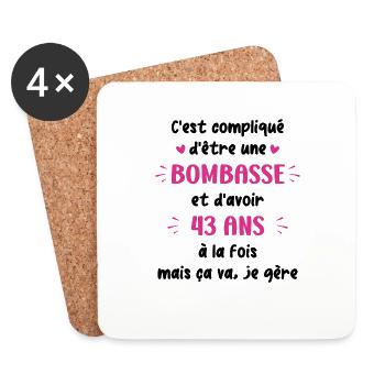 Bombasse et 43 ans - Dessous de verre (lot de 4) - blanc - Devant