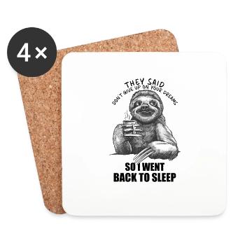 Went Sleeping Again Sarcastic Coffee Sloth - Coasters (set of 4) - white - Front