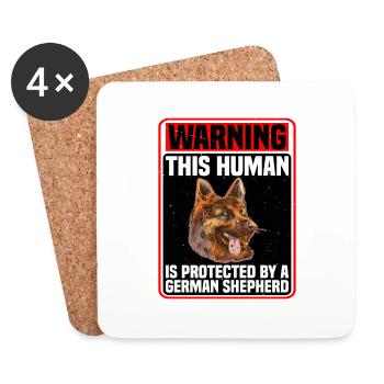 This Human Is Protected By A German Shepherd 4 - Untersetzer (4er-Set) - Weiß - Vorne