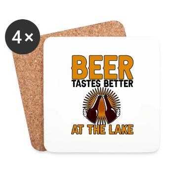 Beer Tastes Better At The Lake 2 - Coasters (set of 4) - white - Front
