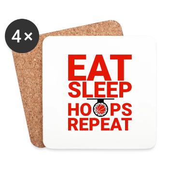 Eat Sleep Hoops Repeat 2 - Untersetzer (4er-Set) - Weiß - Vorne