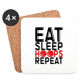 Eat Sleep Hoops Repeat 4 - Coasters (set of 4) - white - Front