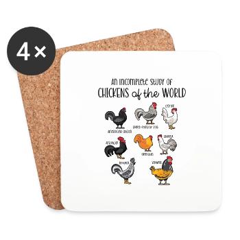Poulets du monde - Dessous de verre (lot de 4) - blanc - Devant