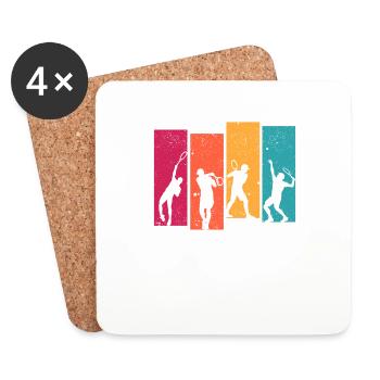 joueur tennis, silhouette, entraîneur, ventilateur, sport - Dessous de verre (lot de 4) - blanc - Devant