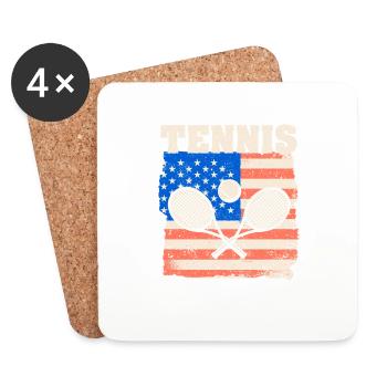 American flag tennis players coaches fans - Coasters (set of 4) - white - Front
