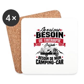 Pas besoin de thérapie, besoin de mon camping-car - Dessous de verre (lot de 4) - blanc - Devant