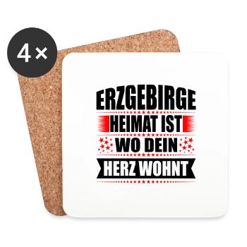 Erzgebirge Heimat Herz Wohnt Geschenk Weihnachten - Untersetzer (4er-Set) - Weiß - Vorne