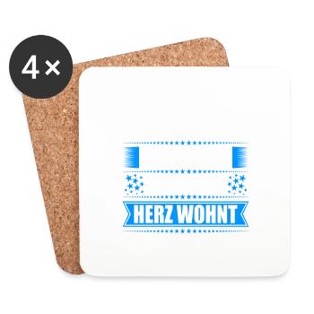 Erzgebirge Heimat Herz Wohnt Geschenk Weihnachten - Untersetzer (4er-Set) - Weiß - Vorne
