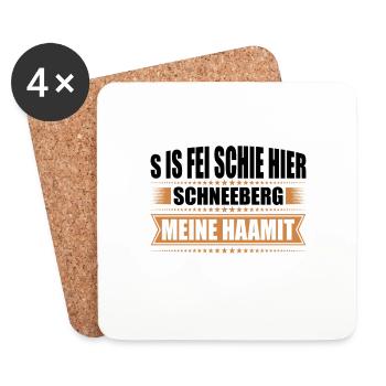 Erzgebirge Heimat Schneeberg - Untersetzer (4er-Set) - Weiß - Vorne