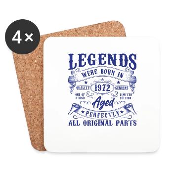 Original 1972 Vintage Vintage Rétro Anniversaire - Dessous de verre (lot de 4) - blanc - Devant