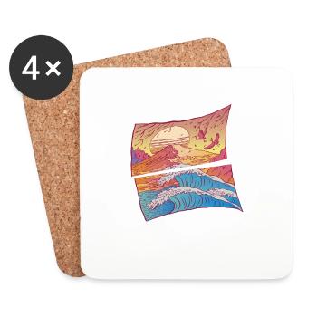 The Great Kanagawa Wave Japanese - Coasters (set of 4) - white - Front