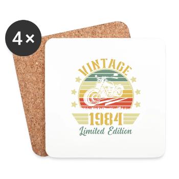 Vintage 1984 Retro Motorrad Geburtstagsgeschenk - Untersetzer (4er-Set) - Weiß - Vorne
