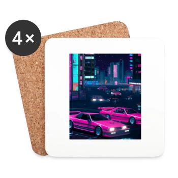 Vaporwave Esthétique Synthwave Car - Dessous de verre (lot de 4) - blanc - Devant