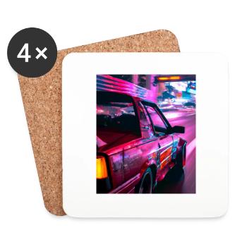 Vaporwave Esthétique Synthwave Car - Dessous de verre (lot de 4) - blanc - Devant