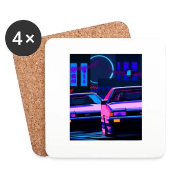 Vaporwave Esthétique Synthwave Car - Dessous de verre (lot de 4) - blanc - Devant