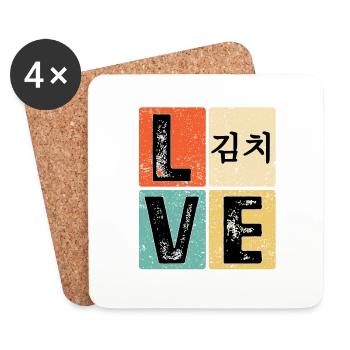 I Love Kimchi South Korean Korean Food Lover 김치 - Coasters (set of 4) - white - Front