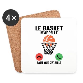 Le basket m'appelle, Humour cadeau basketball - Dessous de verre (lot de 4) - blanc - Devant