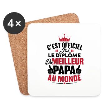 Meilleur papa au monde - Dessous de verre (lot de 4) - blanc - Devant
