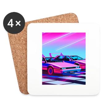 Vaporwave Esthétique Synthwave Car - Dessous de verre (lot de 4) - blanc - Devant