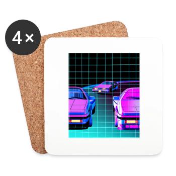 Vaporwave Esthétique Synthwave Car - Dessous de verre (lot de 4) - blanc - Devant