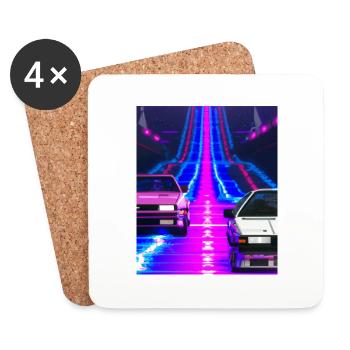 Vaporwave Esthétique Synthwave Car - Dessous de verre (lot de 4) - blanc - Devant