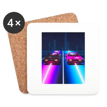 Vaporwave Esthétique Synthwave Car - Dessous de verre (lot de 4) - blanc - Devant