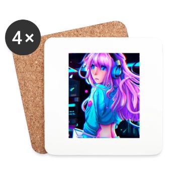 Pastel Esthétique Mignonne Anime Fille - Dessous de verre (lot de 4) - blanc - Devant
