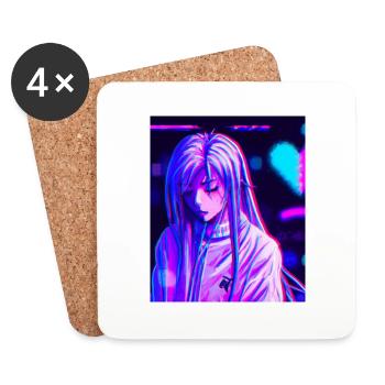 Pastel Esthétique Triste Anime Fille - Dessous de verre (lot de 4) - blanc - Devant