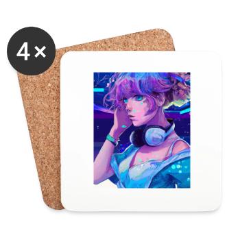 Pastel Esthétique Mignonne Anime Fille - Dessous de verre (lot de 4) - blanc - Devant