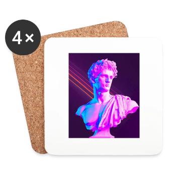 Vaporwave Statue Buste romain - Dessous de verre (lot de 4) - blanc - Devant
