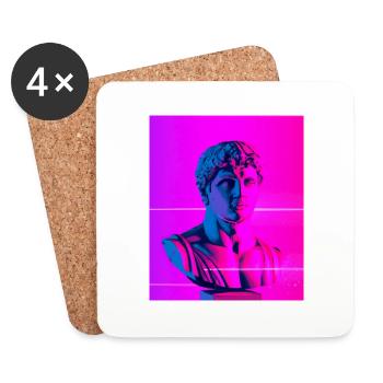 Vaporwave Statue Buste romain - Dessous de verre (lot de 4) - blanc - Devant