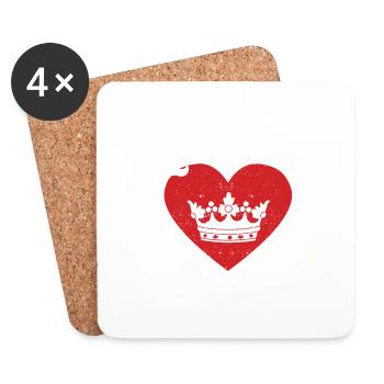 Reine Rouge Coeur Couronne Silhouette Couples Homme - Dessous de verre (lot de 4) - blanc - Devant