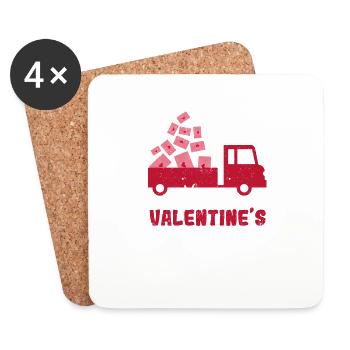 Happy Valentines Day Red Truck With Letters Postal - Untersetzer (4er-Set) - Weiß - Vorne