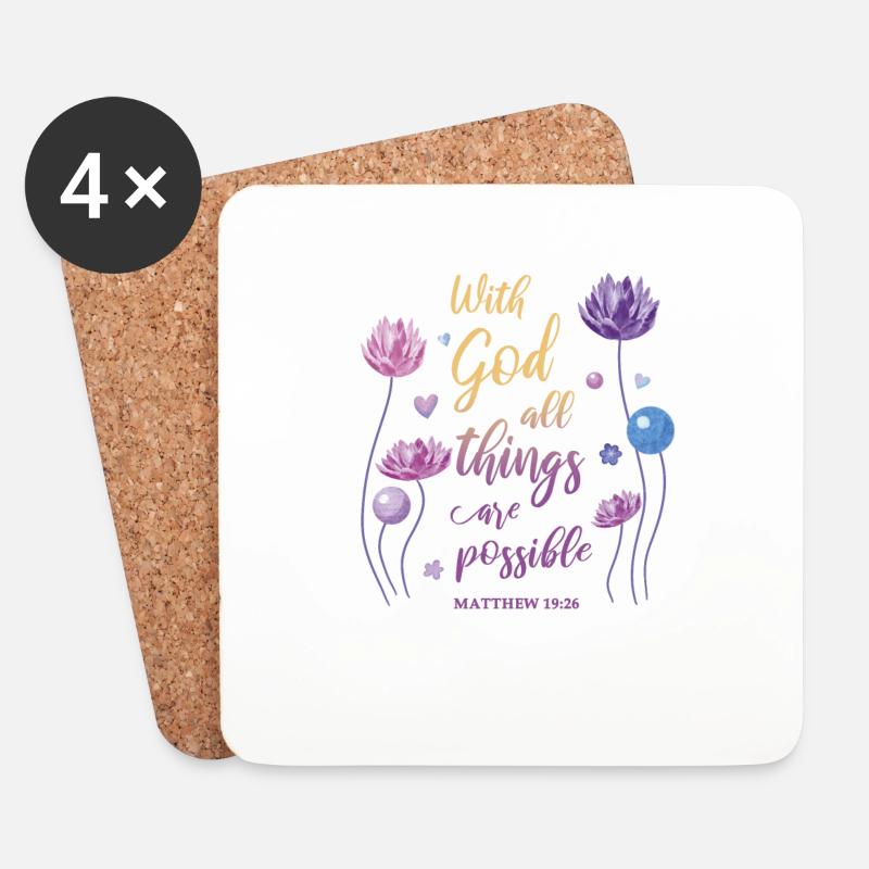 Religiöses Zitat Christlich Geschenk - Untersetzer (4er-Set) - Weiß
