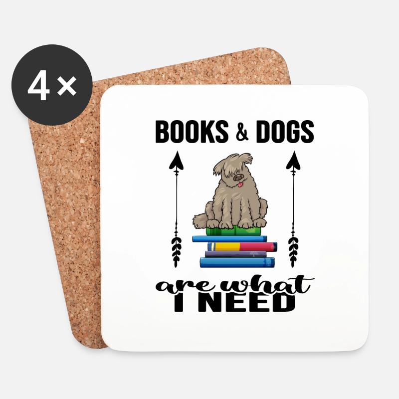 Lesen Lesestunde Leseratte mag "bücher und Hunde" - Untersetzer (4er-Set) - Weiß