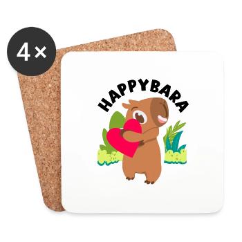 Capybara Rodent Happybara Funny Pun - Coasters (set of 4) - white - Front